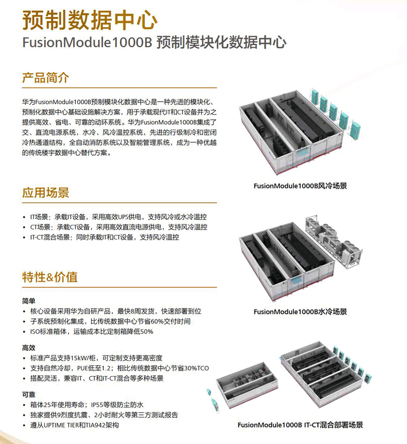華為FusionModule1000B預(yù)制模塊化數(shù)據(jù)中心 華為FusionModule1000B預(yù)制模塊化數(shù)據(jù)中心